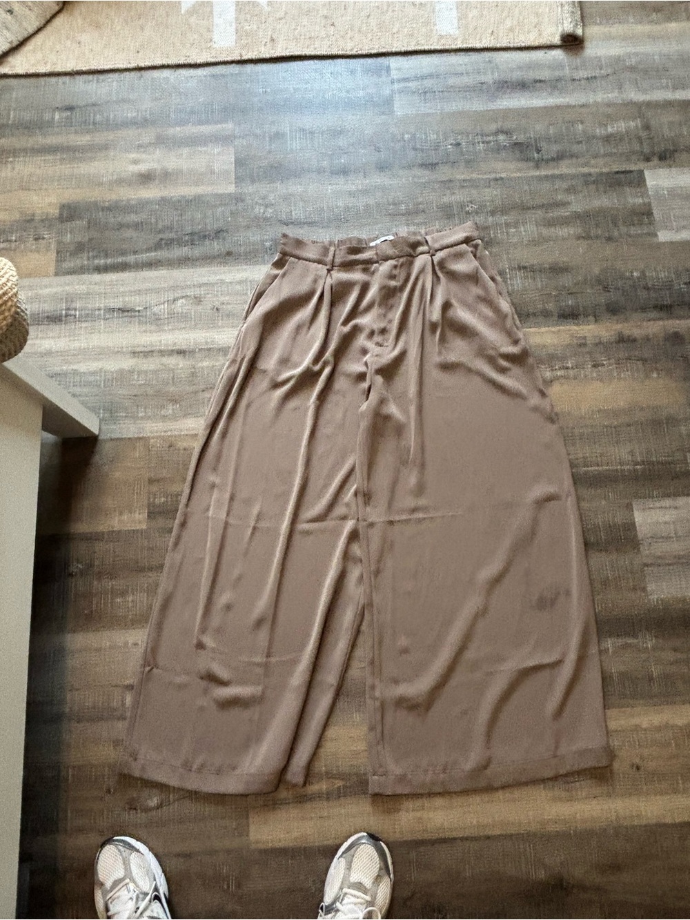 Wide Leg Cropped Women's Pants in Taupe